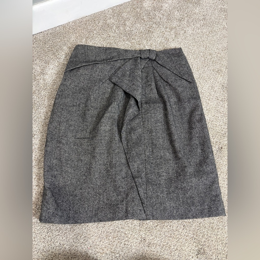 BANANA REPUBLIC Stretch Bow Pleats Wool blend  Grey Tweed Short Skirt 4